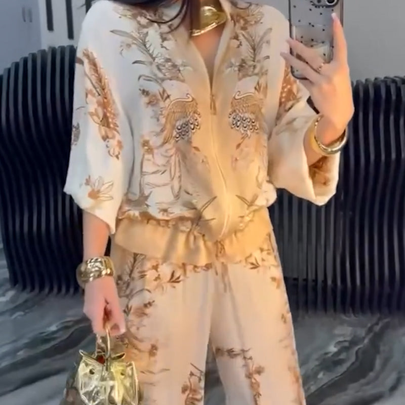 Sunmi | Conjunto De Dos Piezas Con Estampado Floral Y Cremallera Frontal