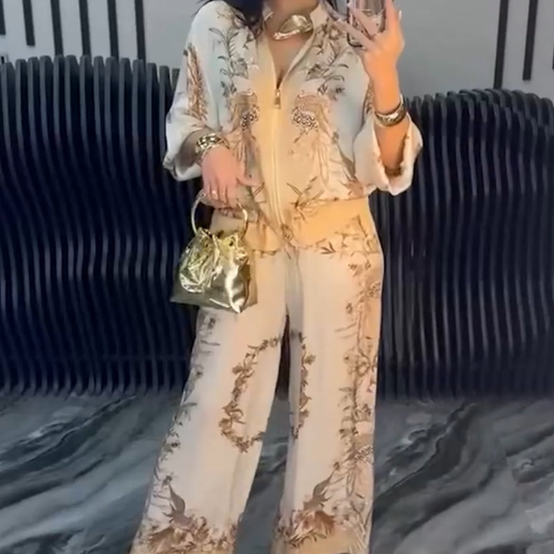 Sunmi | Conjunto De Dos Piezas Con Estampado Floral Y Cremallera Frontal