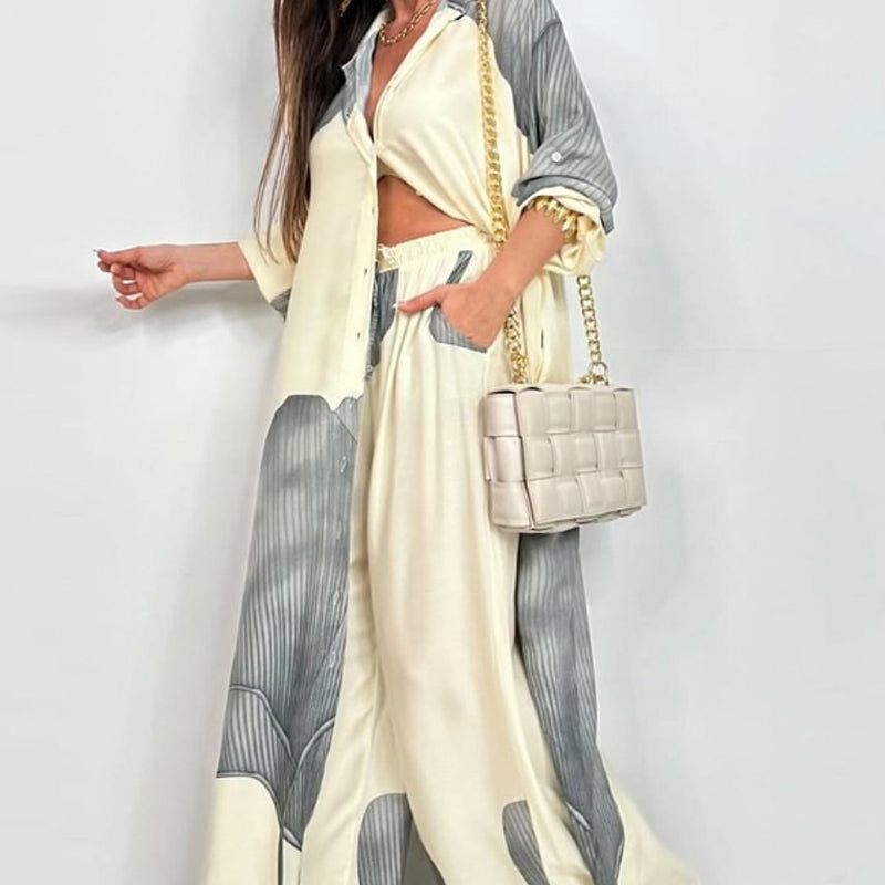 Dionicia | Conjunto Camisa Larga Abotonada y Pantalón con Cordón