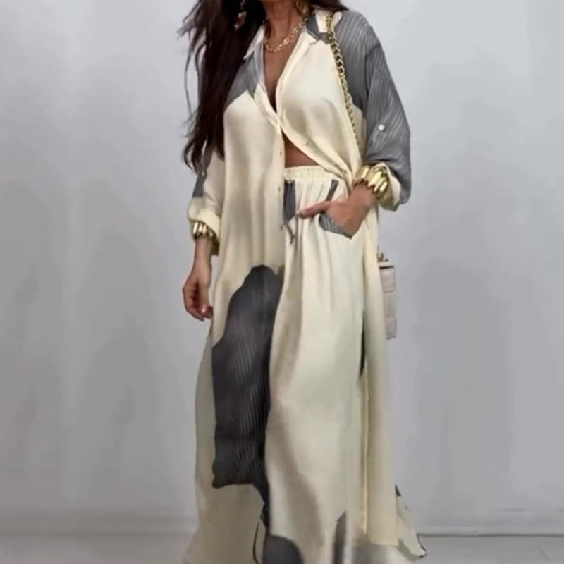 Dionicia | Conjunto Camisa Larga Abotonada y Pantalón con Cordón