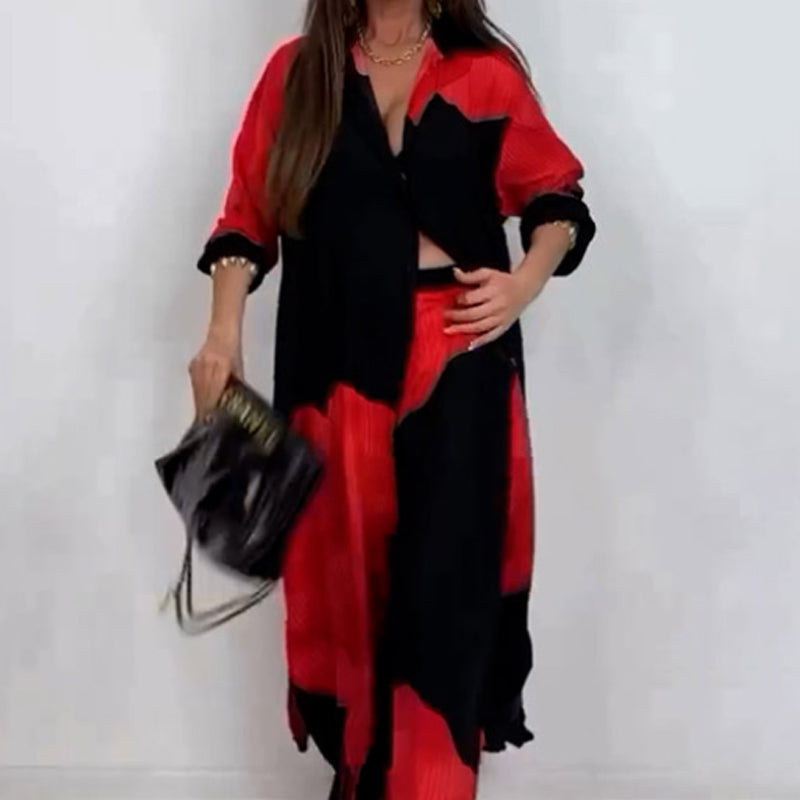 Dionicia | Conjunto Camisa Larga Abotonada y Pantalón con Cordón