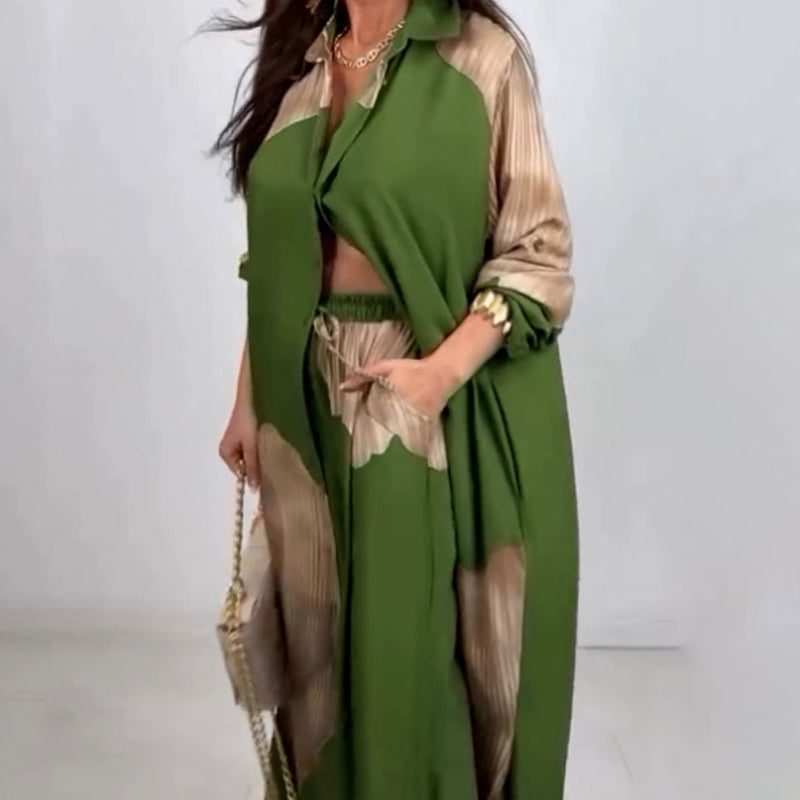 Dionicia | Conjunto Camisa Larga Abotonada y Pantalón con Cordón