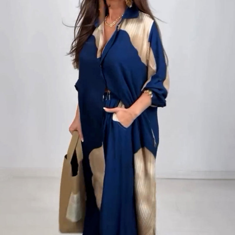Dionicia | Conjunto Camisa Larga Abotonada y Pantalón con Cordón