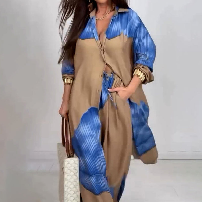 Dionicia | Conjunto Camisa Larga Abotonada y Pantalón con Cordón