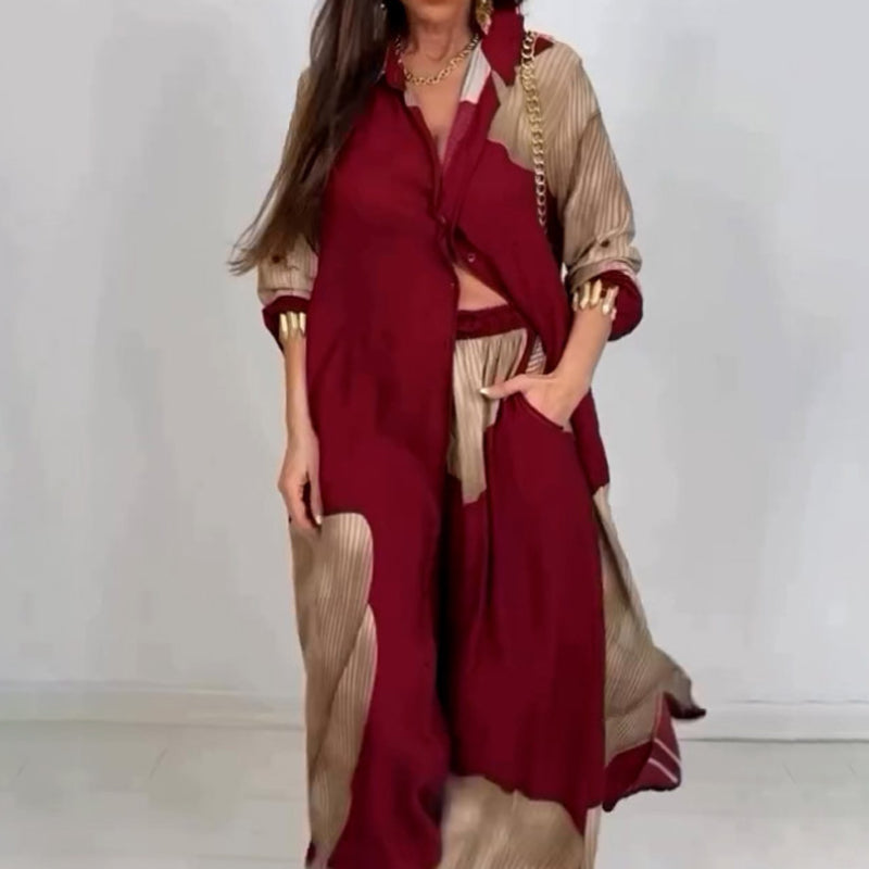 Dionicia | Conjunto Camisa Larga Abotonada y Pantalón con Cordón