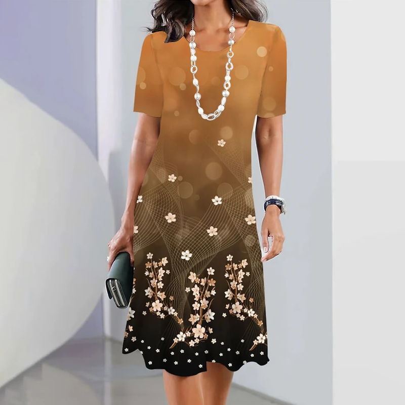 Ursulla - Vestido Midi de Cuello Redondo Con Estampado Floral