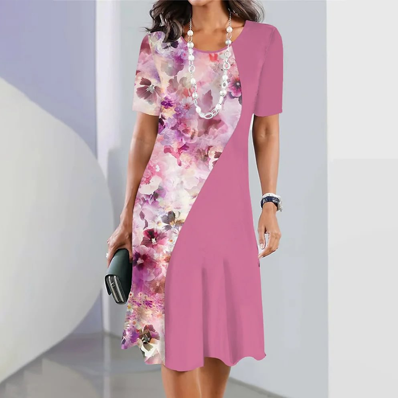 Ursulla - Vestido Midi de Cuello Redondo Con Estampado Floral