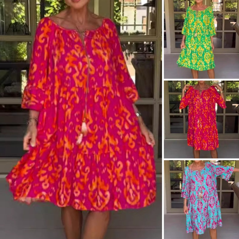 Toula | Vestido Midi Con Estampado Floral y Corte Holgado