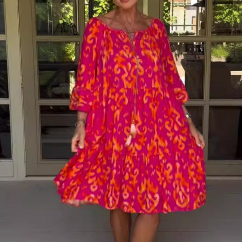 Toula | Vestido Midi Con Estampado Floral y Corte Holgado