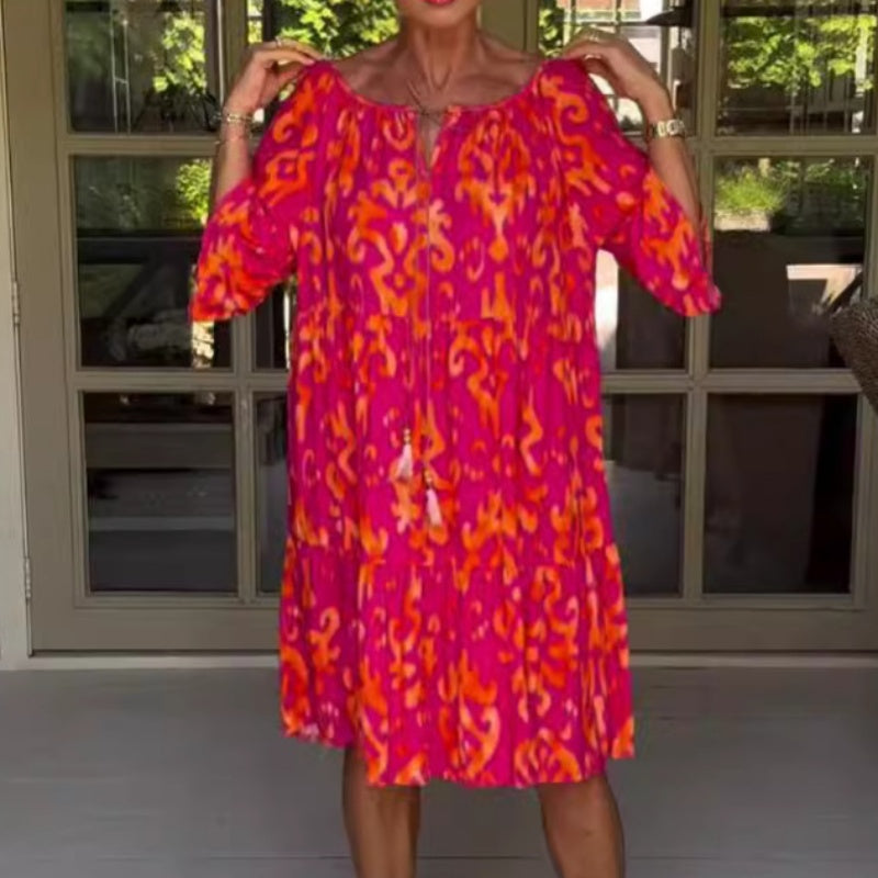 Toula | Vestido Midi Con Estampado Floral y Corte Holgado