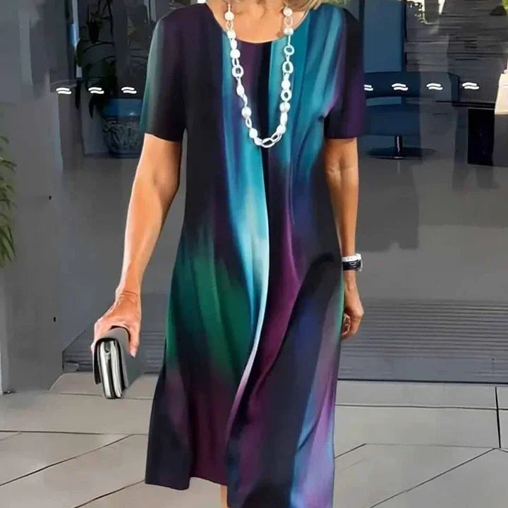 Lourah | Vestido midi de Manga Corta con Estampado de Mariposas