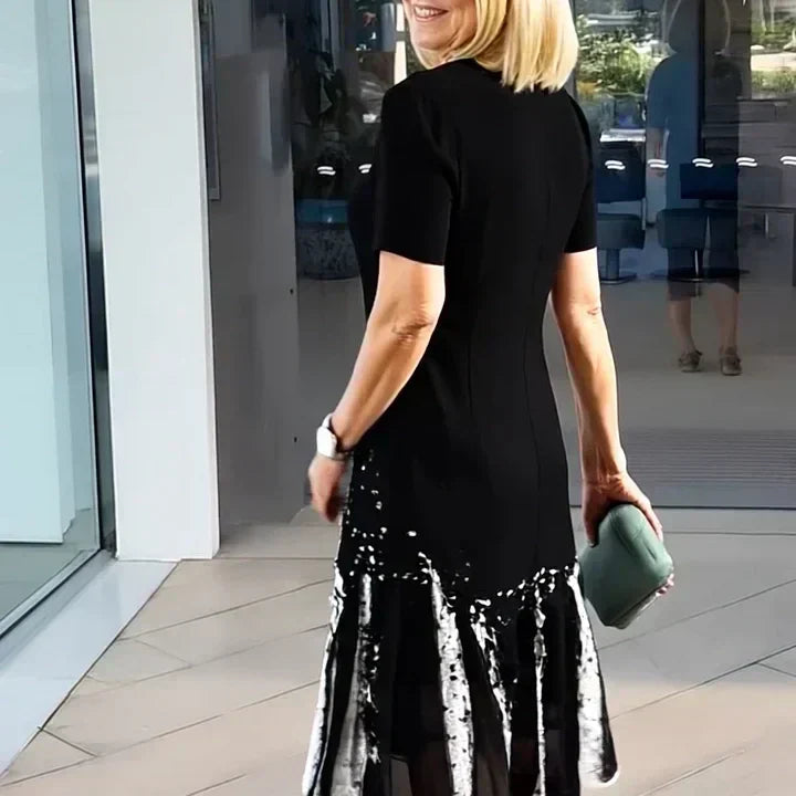 Lourah | Vestido midi de Manga Corta con Estampado de Mariposas