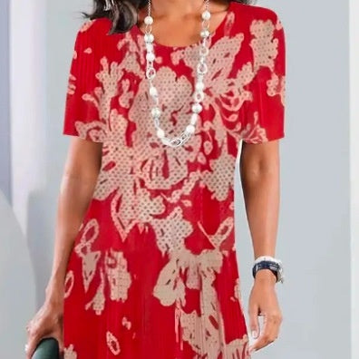 Lourah | Vestido midi de Manga Corta con Estampado de Mariposas