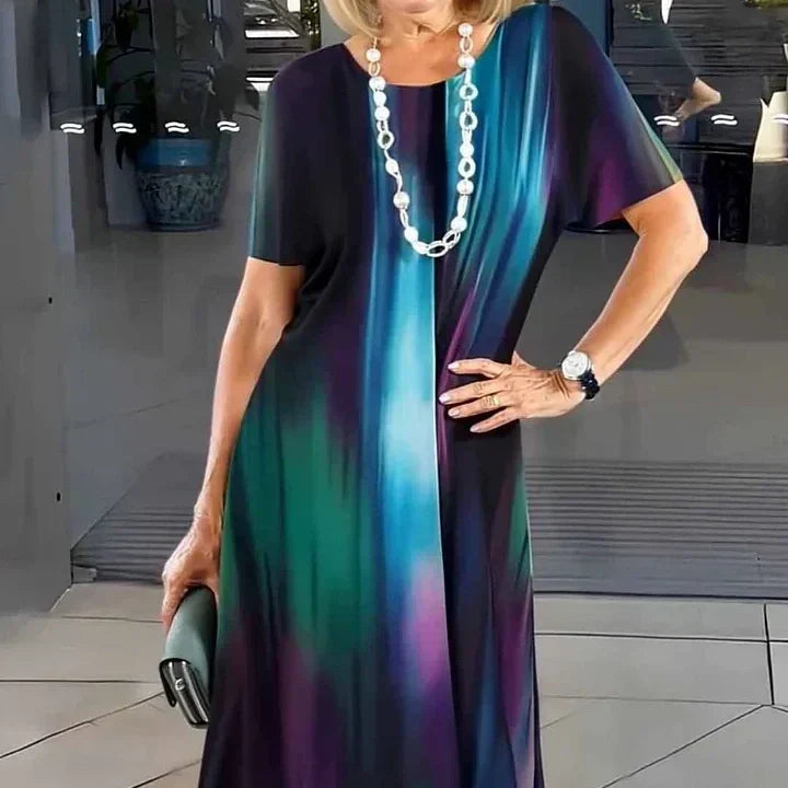 Lourah | Vestido midi de Manga Corta con Estampado de Mariposas