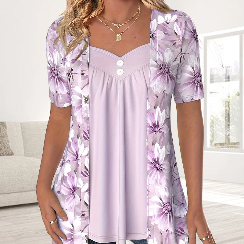 Demi | Blusa Floral de Manga Corta