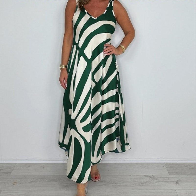 Rodica | Vestido Maxi Sin Mangas Estampado Abstracto