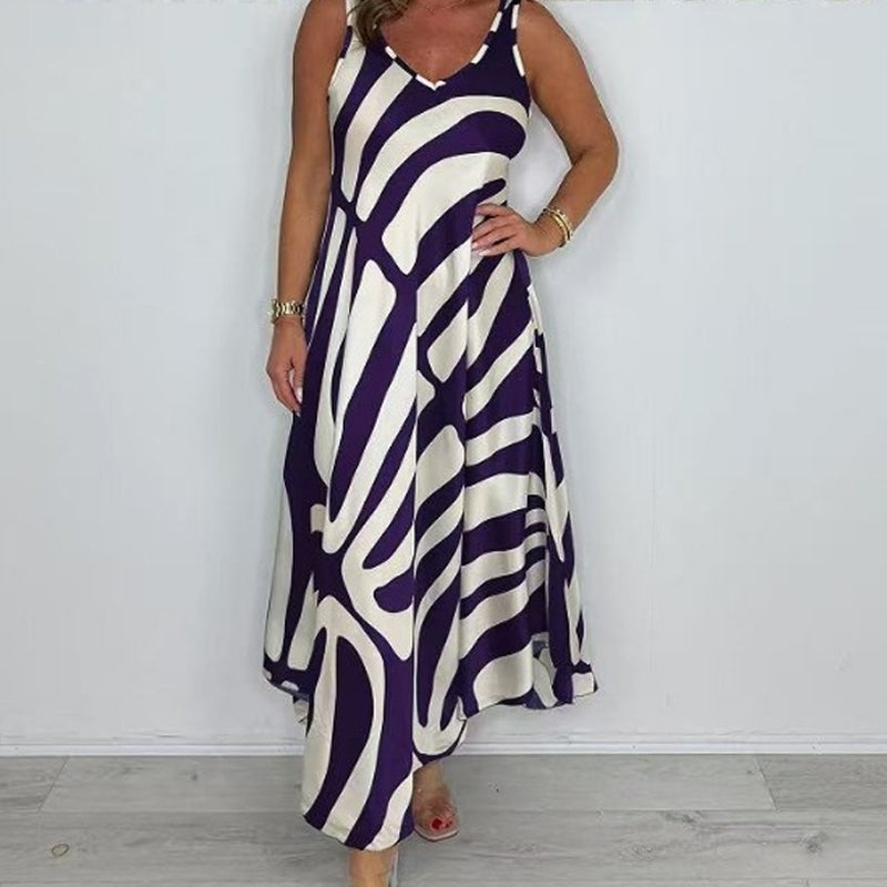 Rodica | Vestido Maxi Sin Mangas Estampado Abstracto