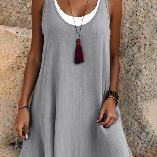 Billina | Vestido Midi Holgado Sin Mangas Capas