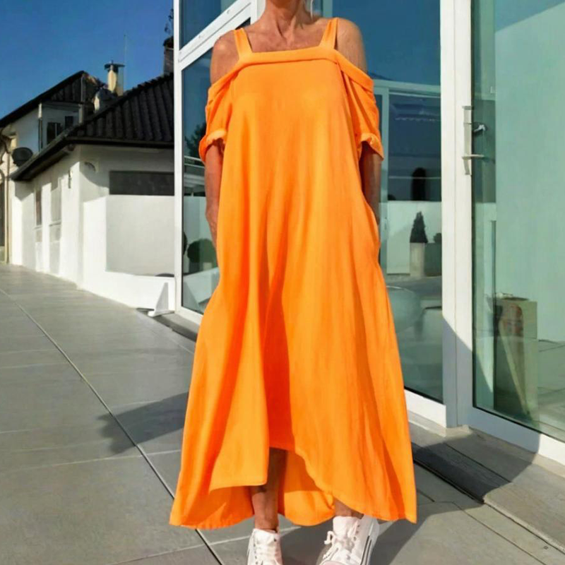 Mariyana | Vestido Largo Holgado Con Hombros al Aire