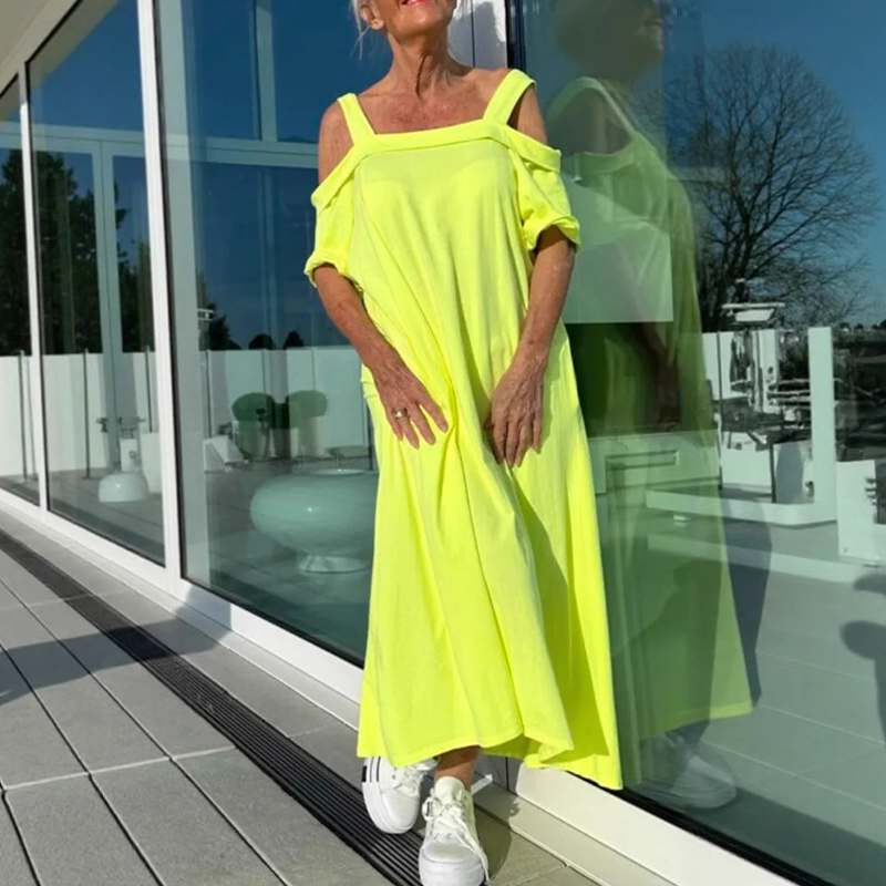 Mariyana | Vestido Largo Holgado Con Hombros al Aire