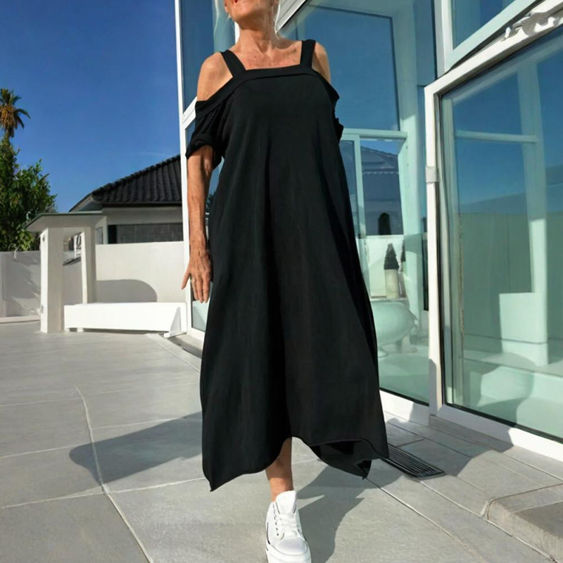 Mariyana | Vestido Largo Holgado Con Hombros al Aire