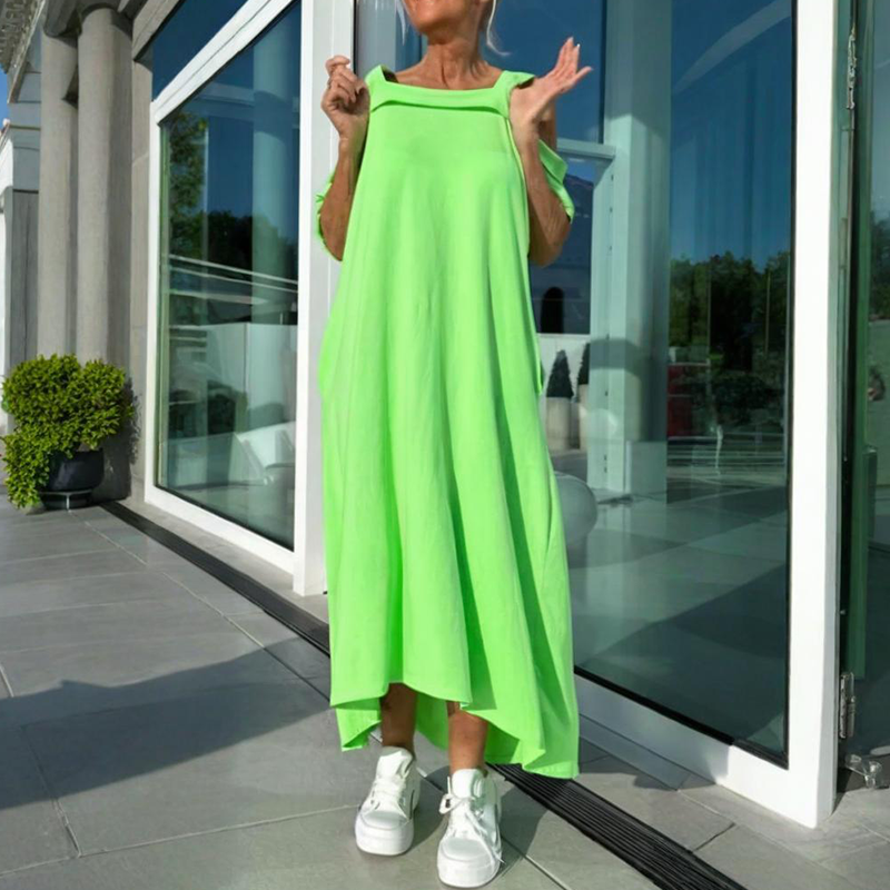 Mariyana | Vestido Largo Holgado Con Hombros al Aire