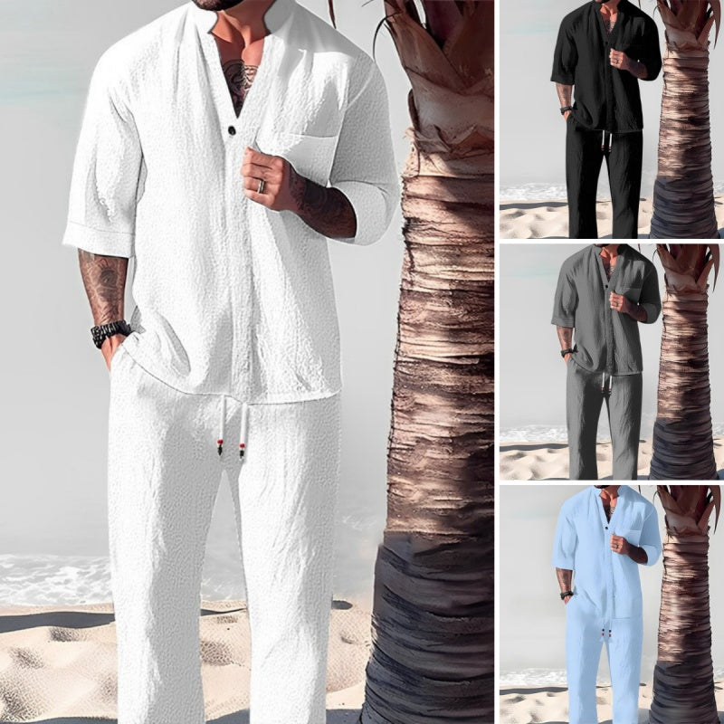 Friedrich | Conjunto De Camisa De Manga Corta Y Pantalón Con Textura