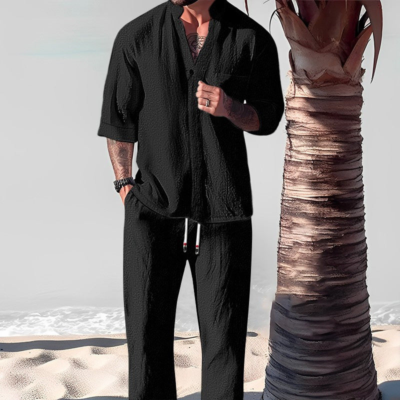 Friedrich | Conjunto De Camisa De Manga Corta Y Pantalón Con Textura