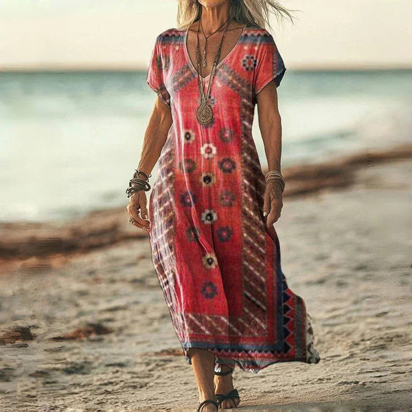 Lovisa | Vestido Midi Estampado Con Cuello en V Y Mangas Cortas