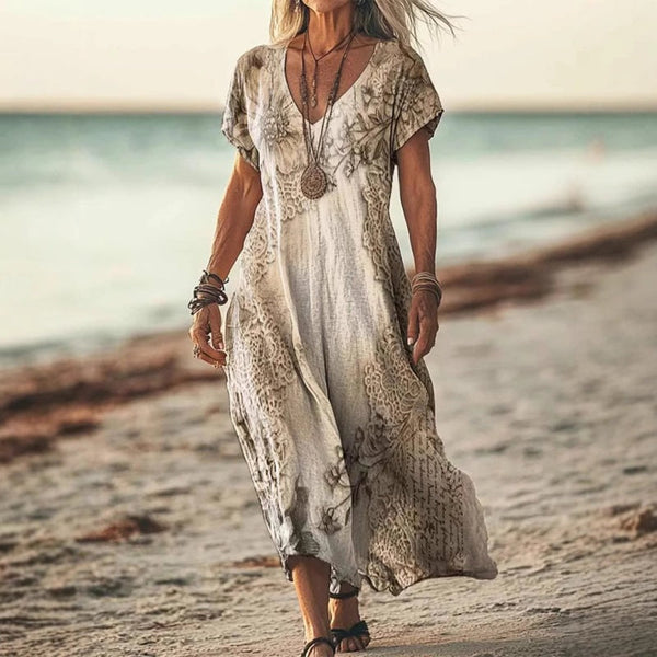 Lovisa | Vestido Midi Estampado Con Cuello en V Y Mangas Cortas
