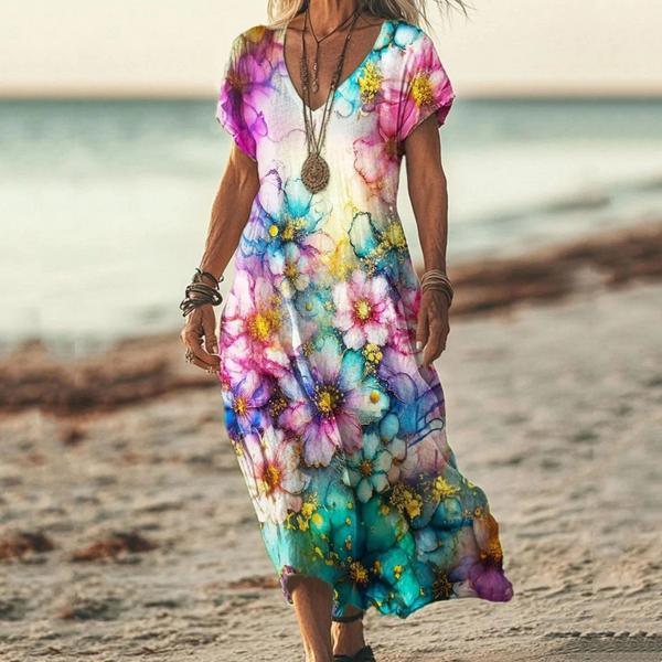 Lovisa | Vestido Midi Estampado Con Cuello en V Y Mangas Cortas