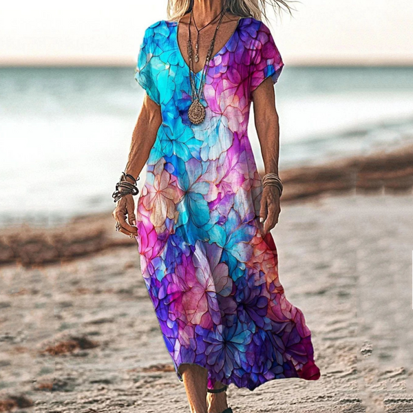 Lovisa | Vestido Midi Estampado Con Cuello en V Y Mangas Cortas