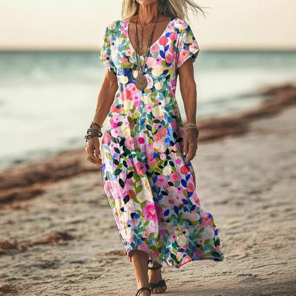 Lovisa | Vestido Midi Estampado Con Cuello en V Y Mangas Cortas