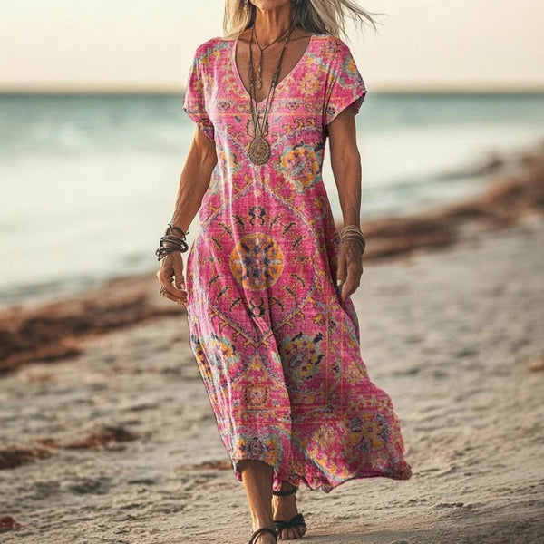 Lovisa | Vestido Midi Estampado Con Cuello en V Y Mangas Cortas