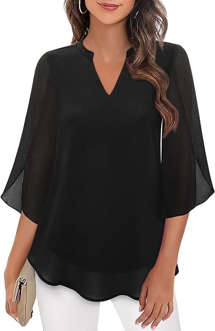 Styliani | Blusa Chiffon Cuello V Suelto