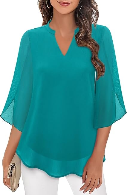 Styliani | Blusa Chiffon Cuello V Suelto