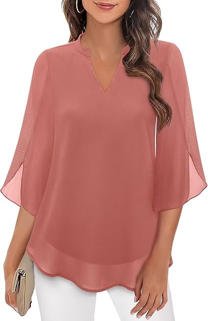 Styliani | Blusa Chiffon Cuello V Suelto