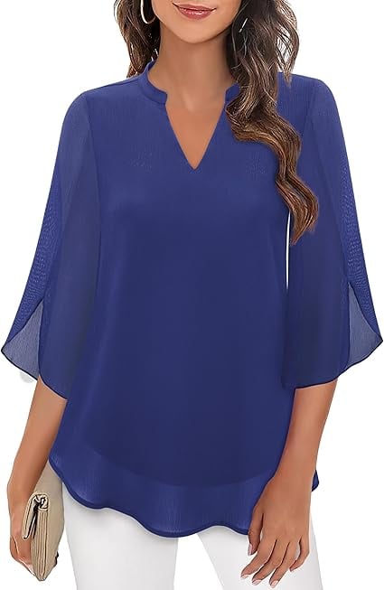 Styliani | Blusa Chiffon Cuello V Suelto