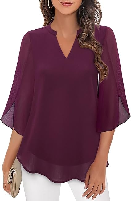 Styliani | Blusa Chiffon Cuello V Suelto