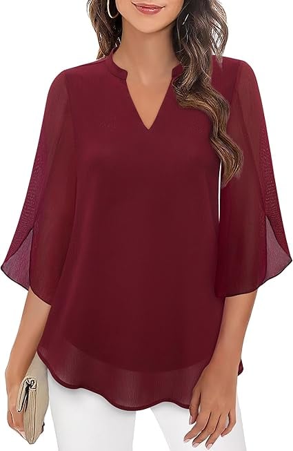 Styliani | Blusa Chiffon Cuello V Suelto