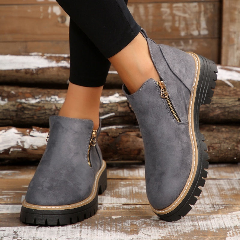 Birgitta | Botines Con Cremallera Lateral y Suela de Tacos
