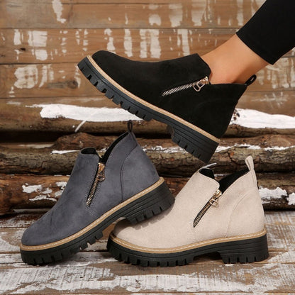 Birgitta | Botines Con Cremallera Lateral y Suela de Tacos