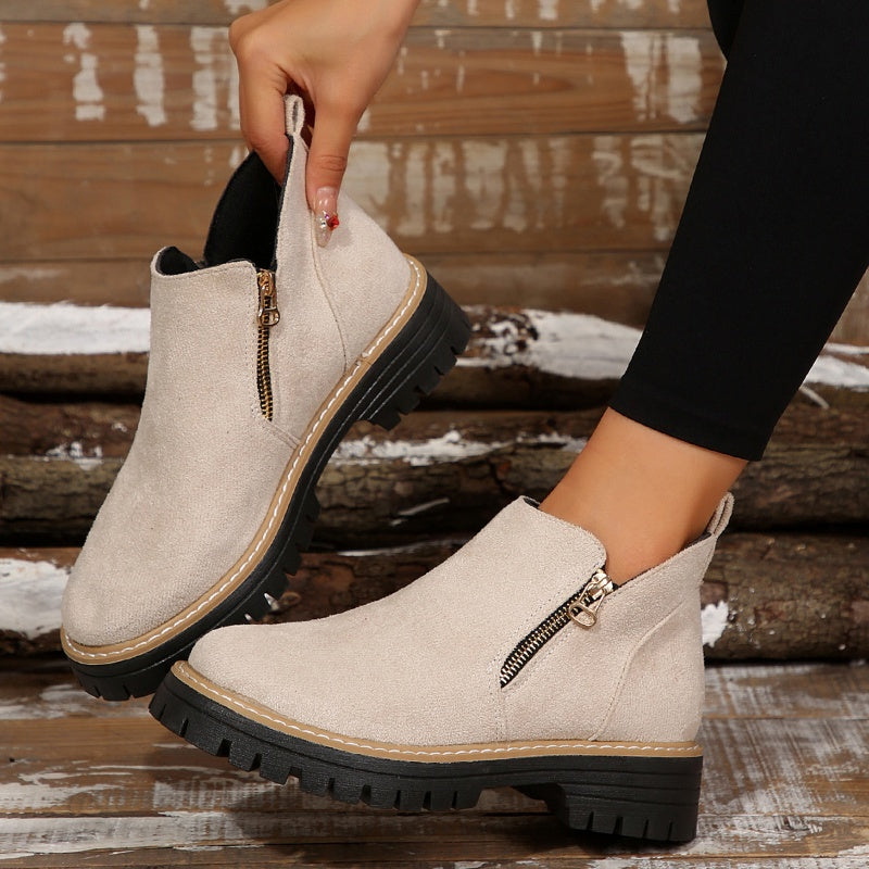 Birgitta | Botines Con Cremallera Lateral y Suela de Tacos