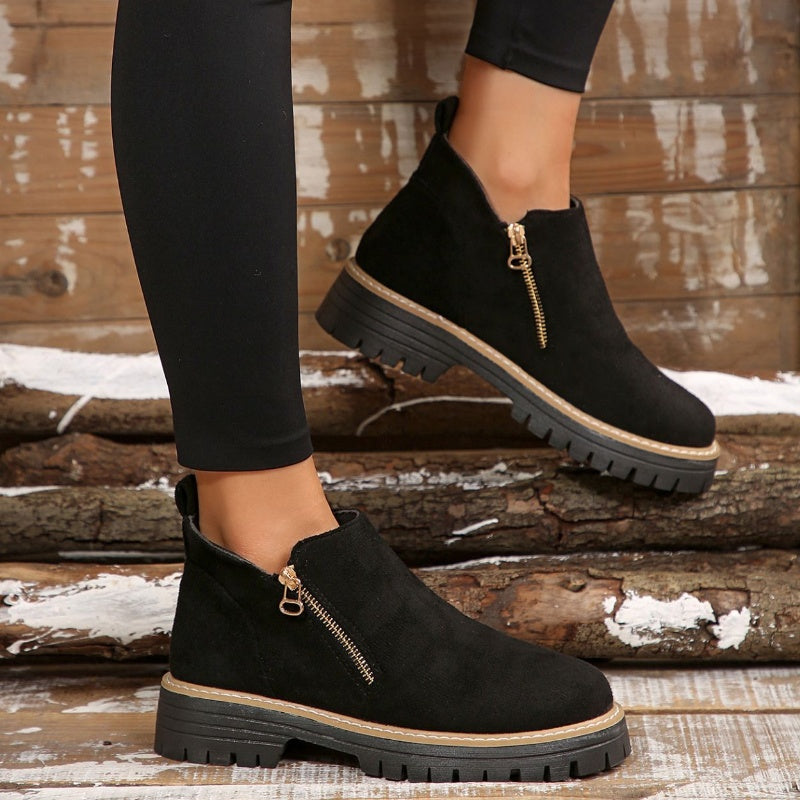 Birgitta | Botines Con Cremallera Lateral y Suela de Tacos