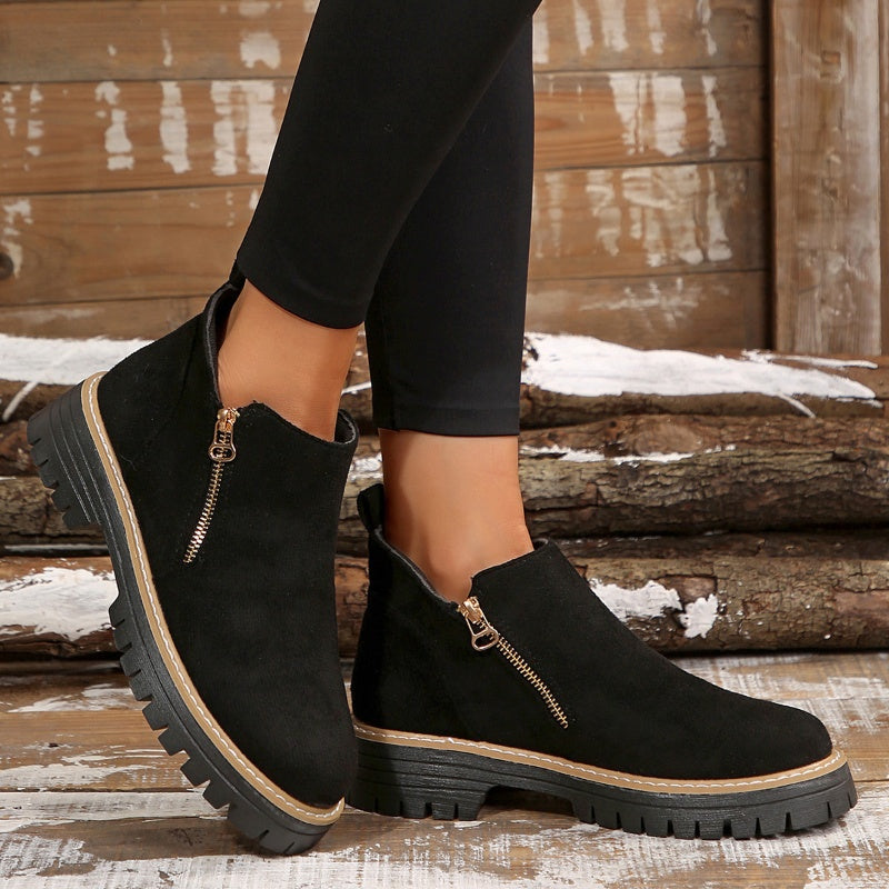 Birgitta | Botines Con Cremallera Lateral y Suela de Tacos