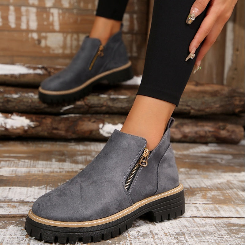 Birgitta | Botines Con Cremallera Lateral y Suela de Tacos