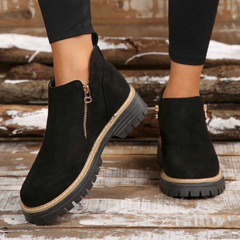 Birgitta | Botines Con Cremallera Lateral y Suela de Tacos