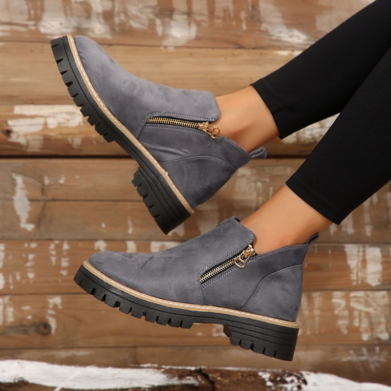 Birgitta | Botines Con Cremallera Lateral y Suela de Tacos