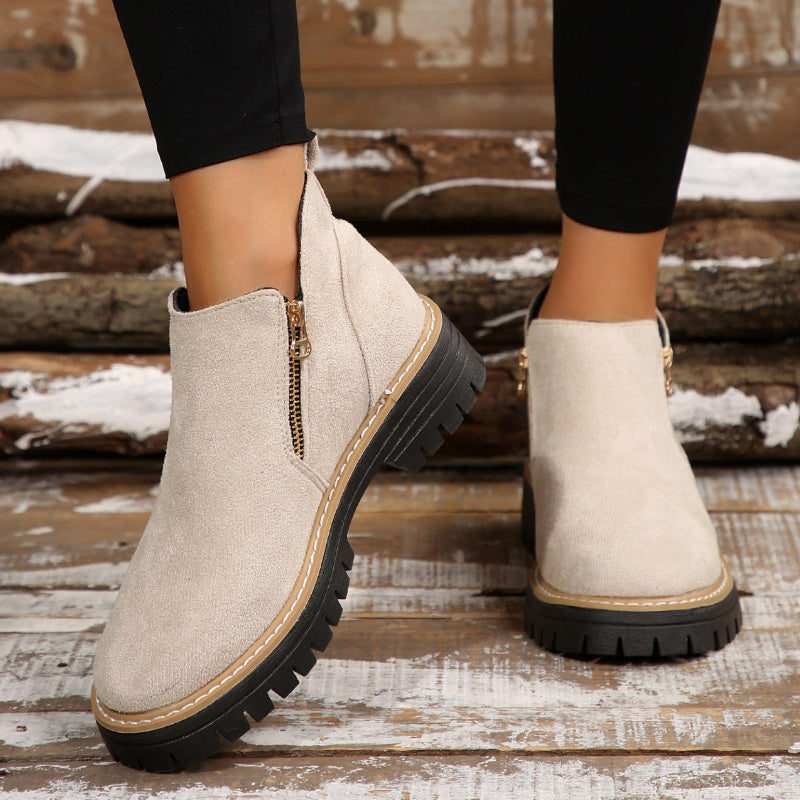 Birgitta | Botines Con Cremallera Lateral y Suela de Tacos