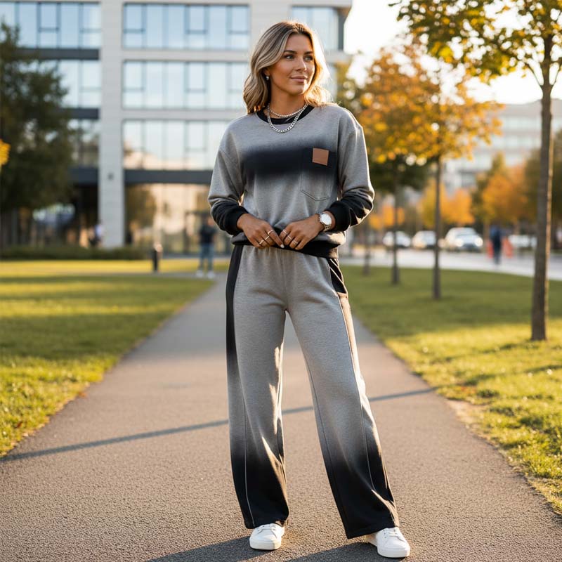 Helinza | Conjunto de Ropa de Estar por casa con Bloques de color Degradado
